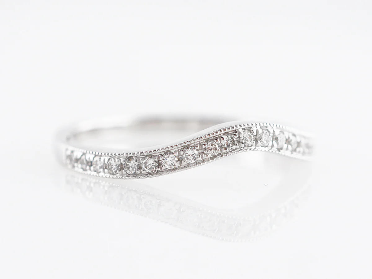 Milgrain Contour Diamond Band in 14k White Gold - Image 3