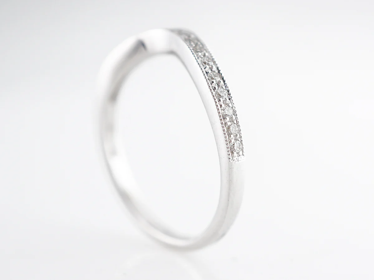 Milgrain Contour Diamond Band in 14k White Gold - Image 4