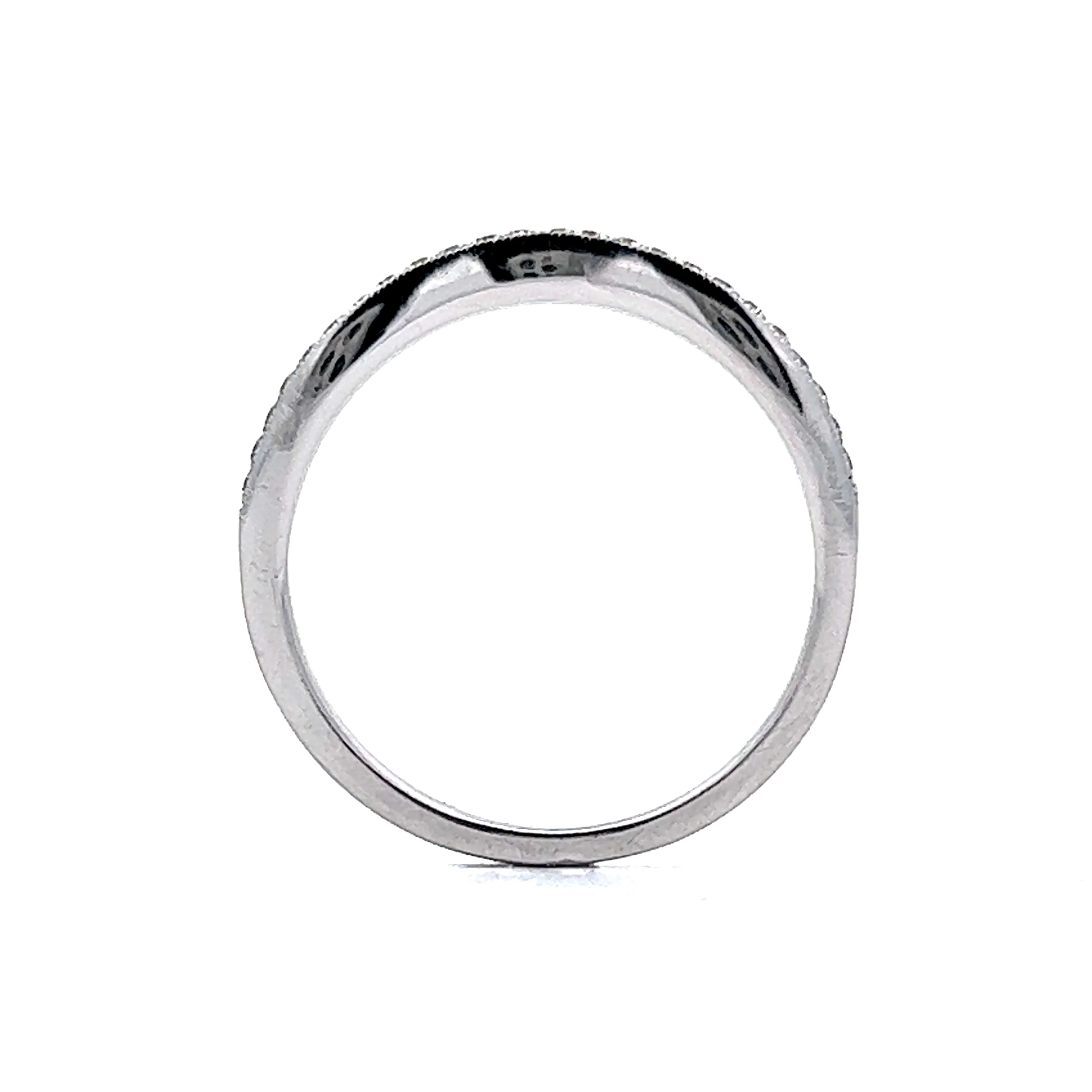 Milgrain Contoured Diamond Wedding Band in White Gold - Image 4