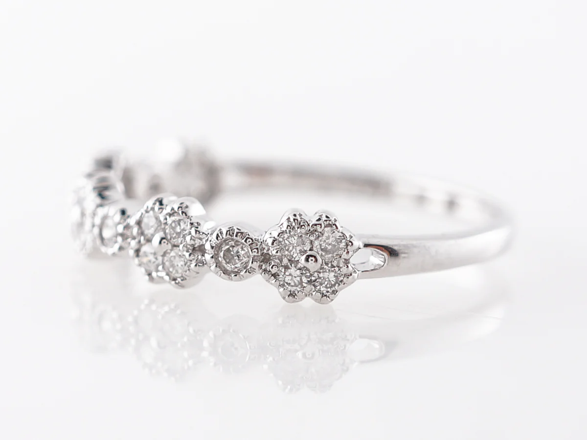 Milgrain Diamond Cluster Band in 14k White Gold - Image 2