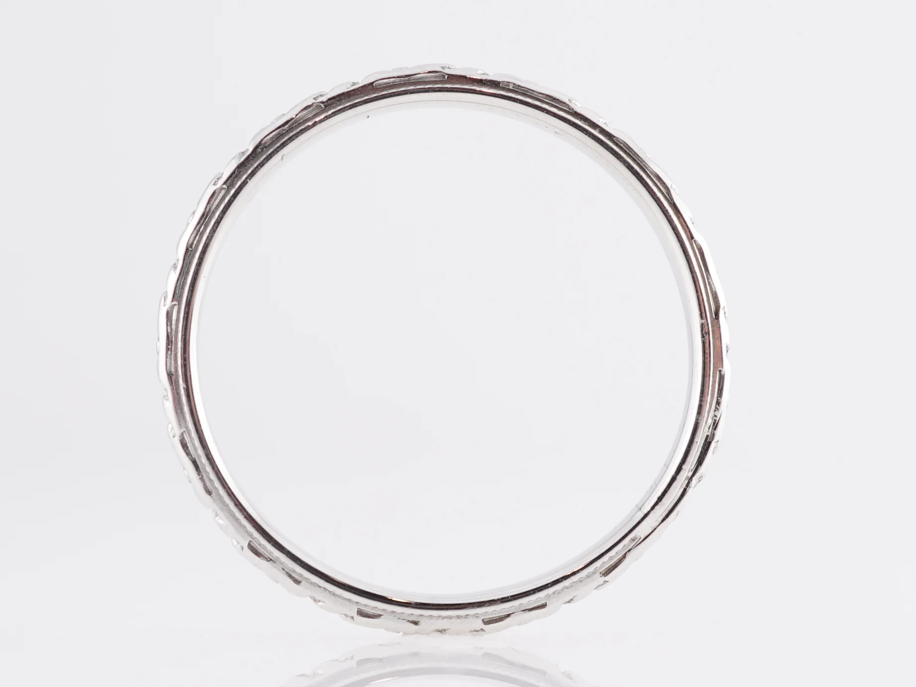 Milgrain Orange Blossom Wedding Band in 14k White Gold - Image 2