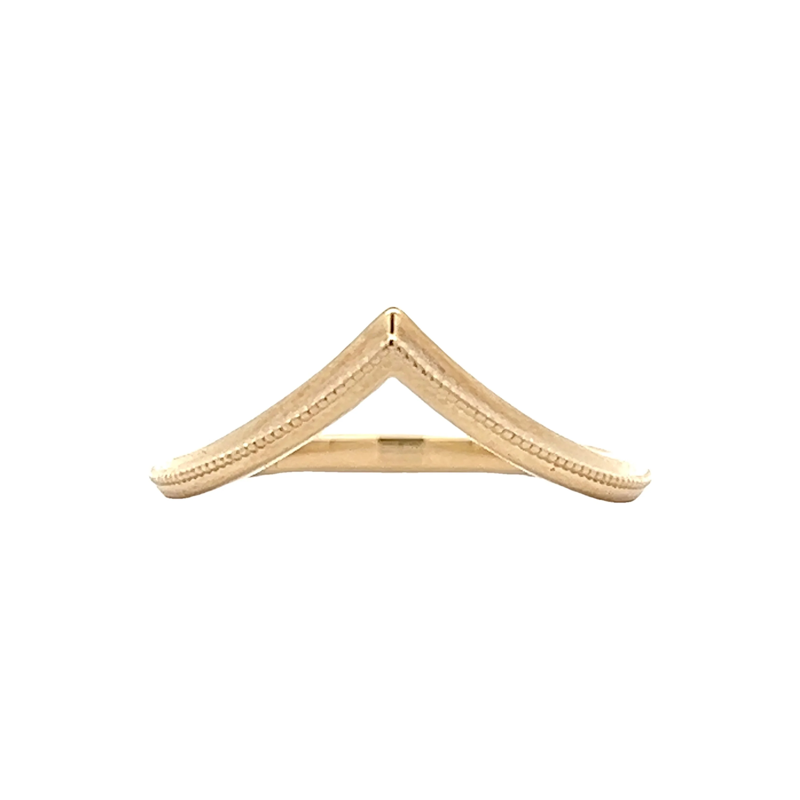 Milgrain V Shaped Contour Wedding Band in 14k