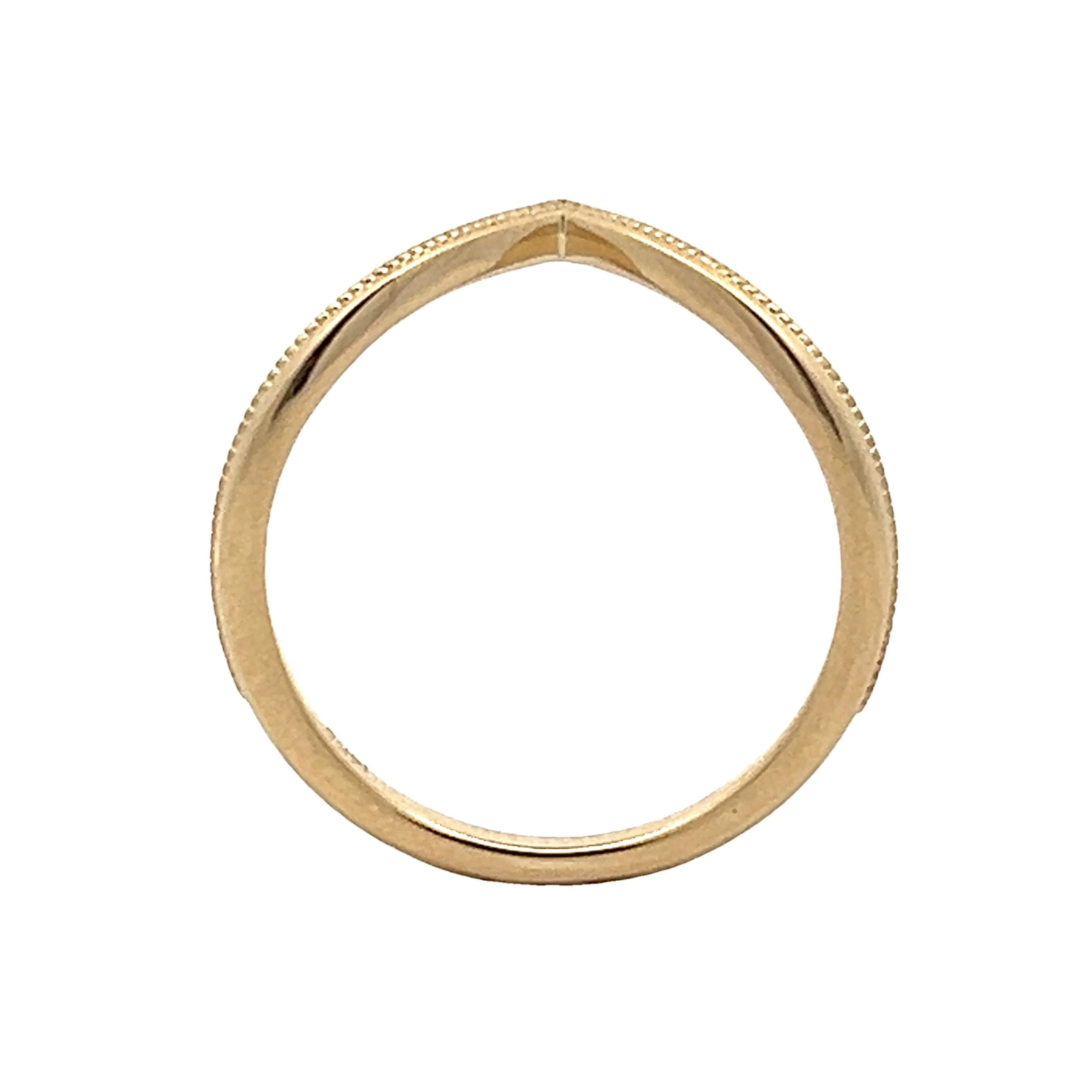 Milgrain V Shaped Contour Wedding Band in 14k - Image 4