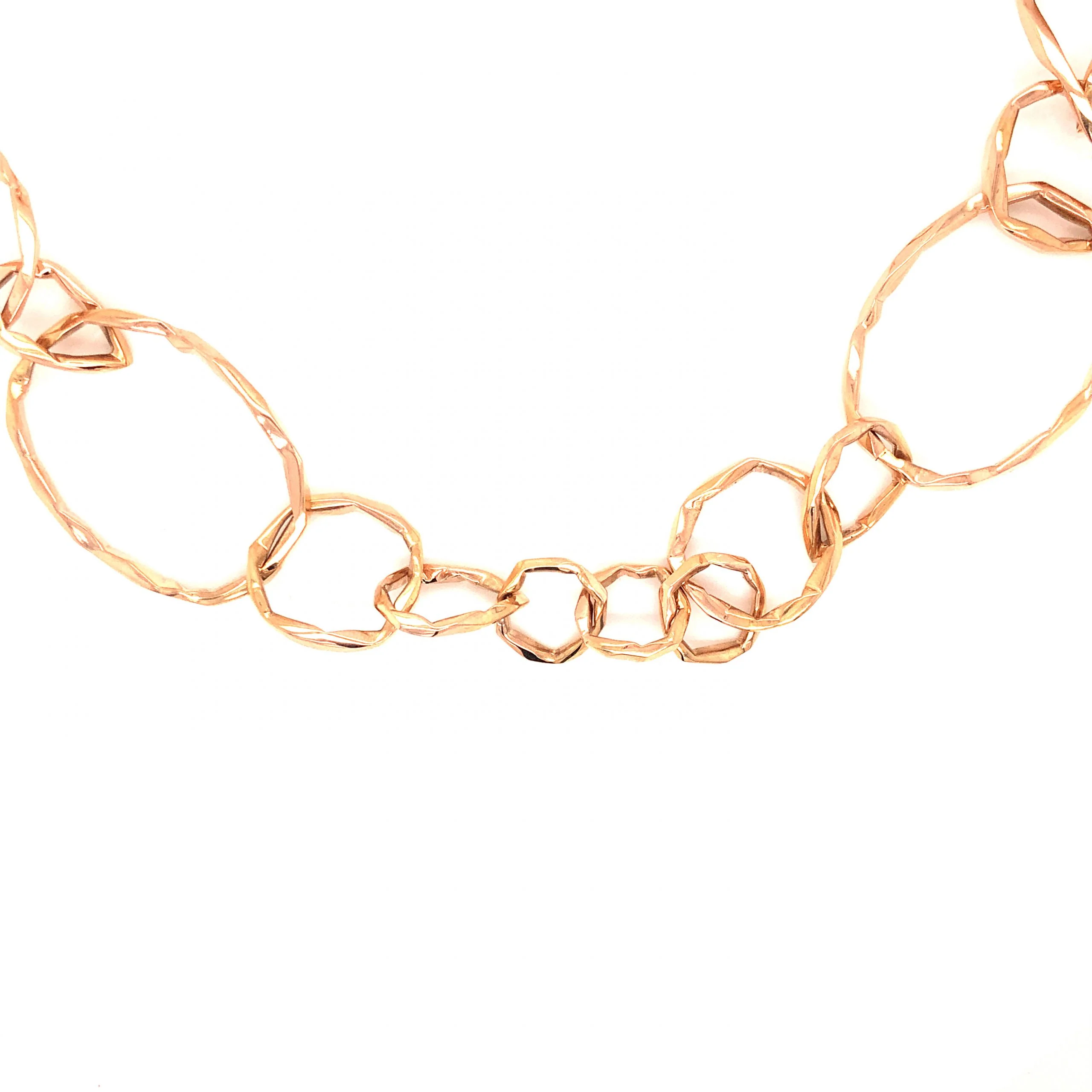 Mimi So Hammered Chain Link Necklace in 18k Rose Gold