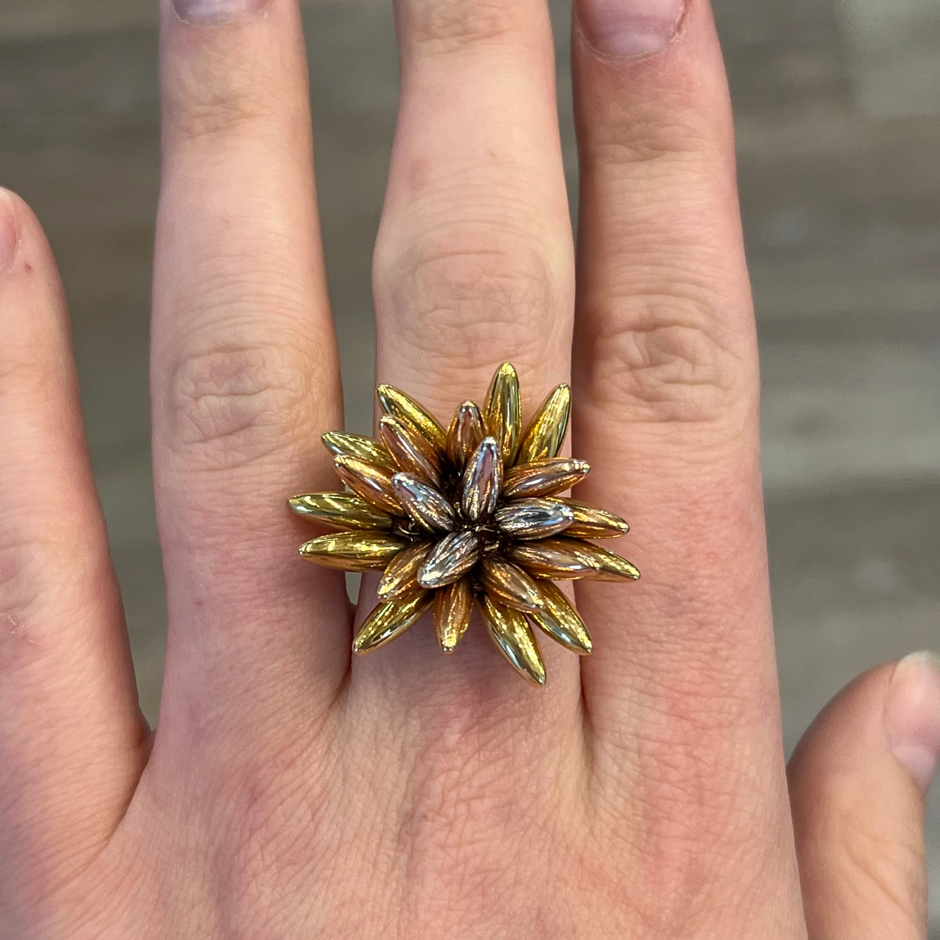 Mixed Metal Starburst Right Hand Ring - Image 6