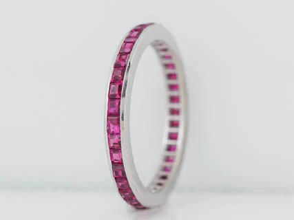 Modern 1.75cttw Step Cut Ruby Eternity Wedding Band in 14k White Gold - Image 2
