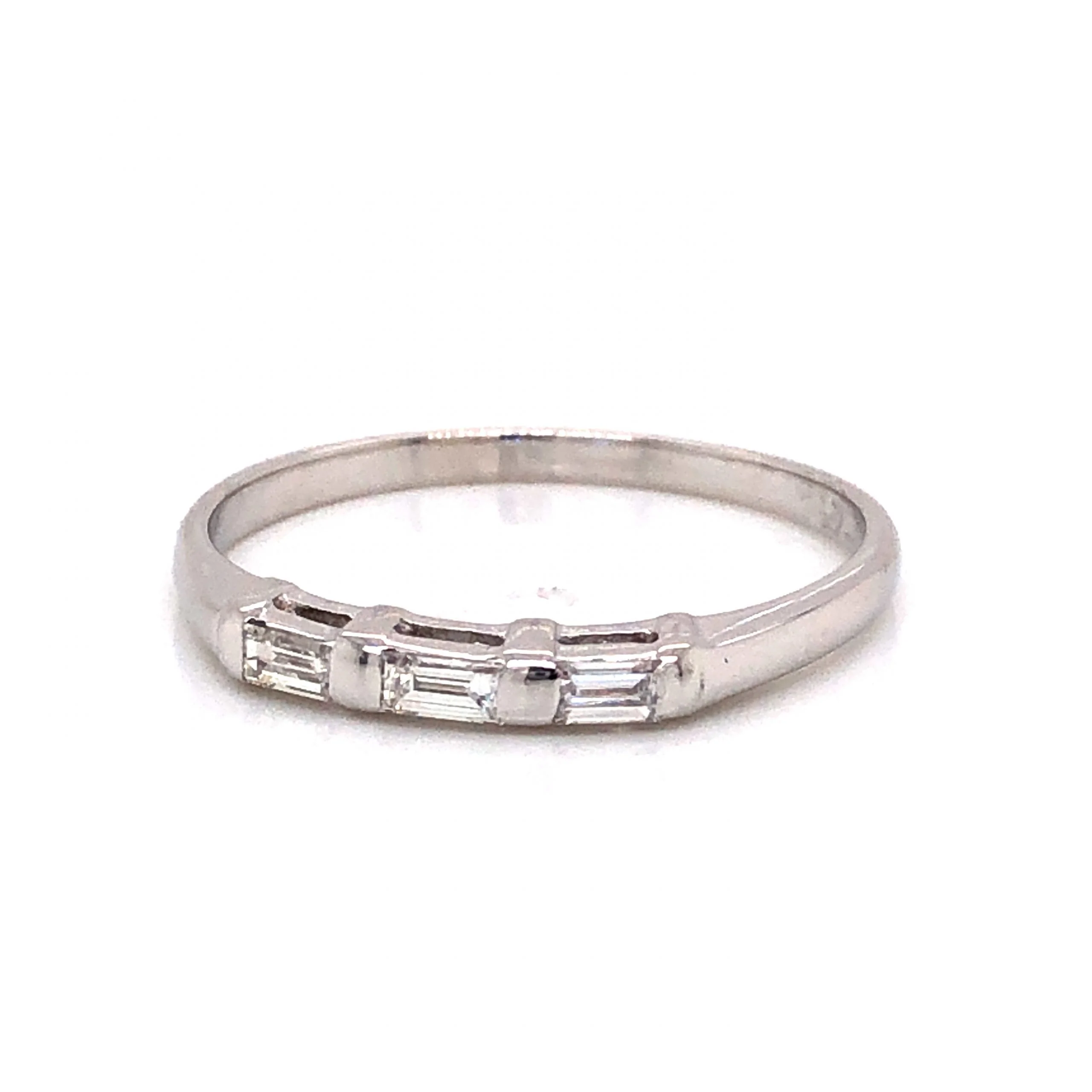 Modern .24 Baguette Cut Diamond Wedding Band in 14k White Gold - Image 2