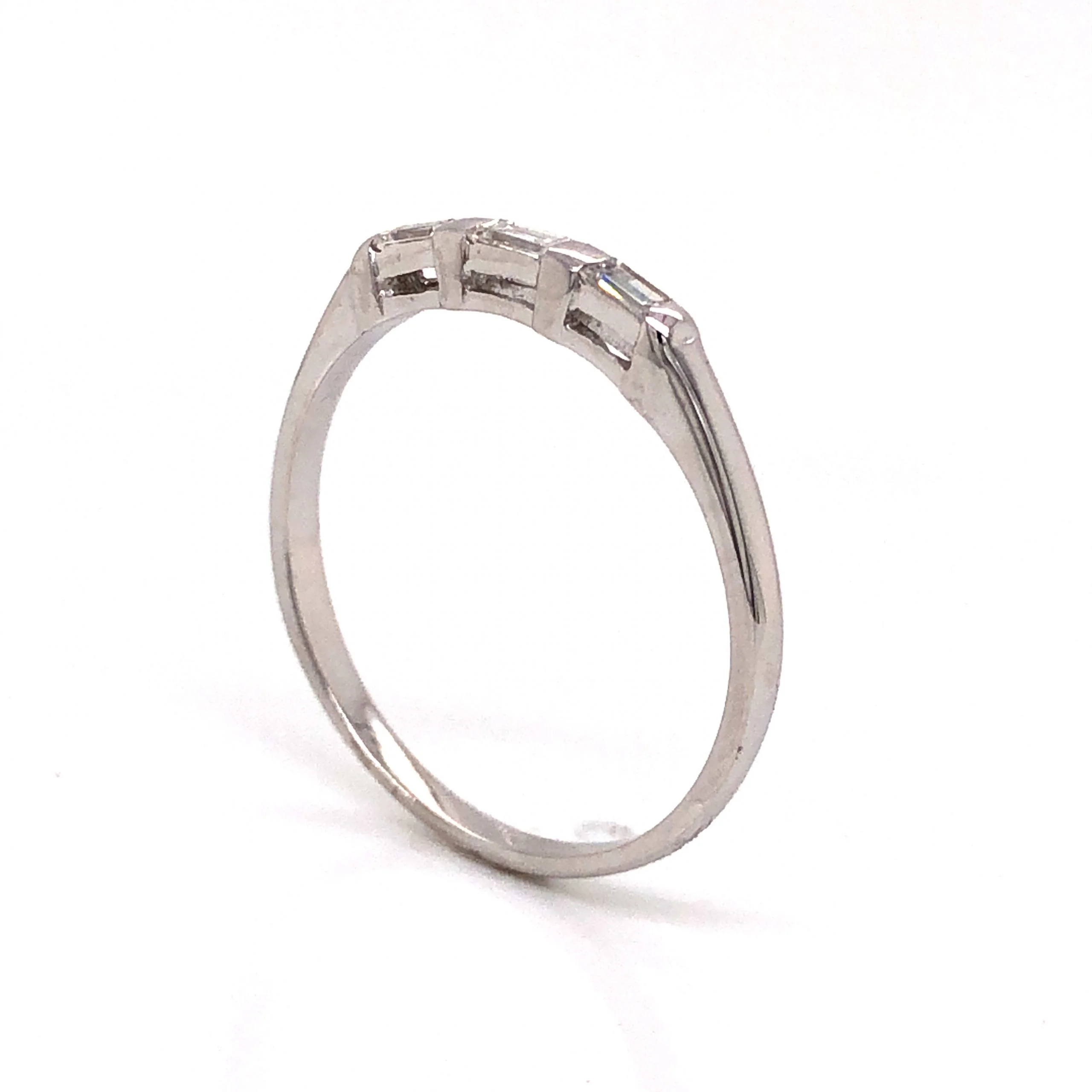 Modern .24 Baguette Cut Diamond Wedding Band in 14k White Gold - Image 5