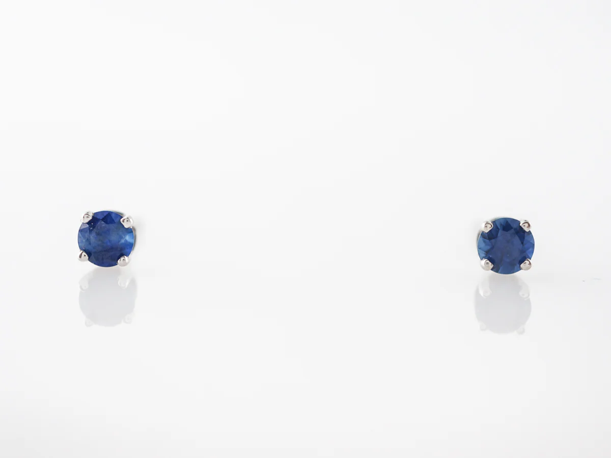 Modern .38 Sapphire Stud Earrings in 14k White Gold - Image 2