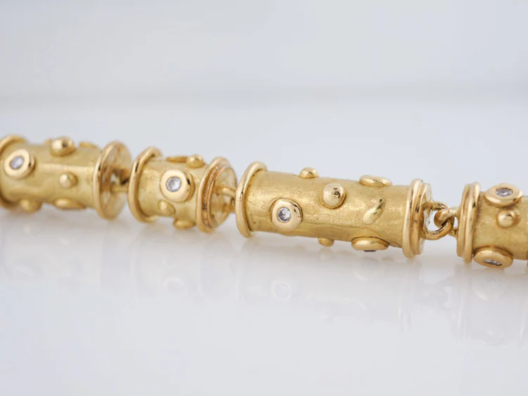 Modern Antique Style Bracelet 1.68ct Round Brilliant Cut Diamonds in 18k Yellow Gold - Image 3