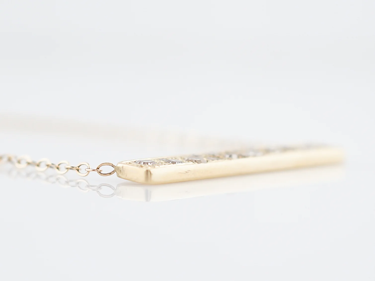 Modern Bar Necklace .80 Single Cut Diamonds in 14k Yellow Gold - Image 5