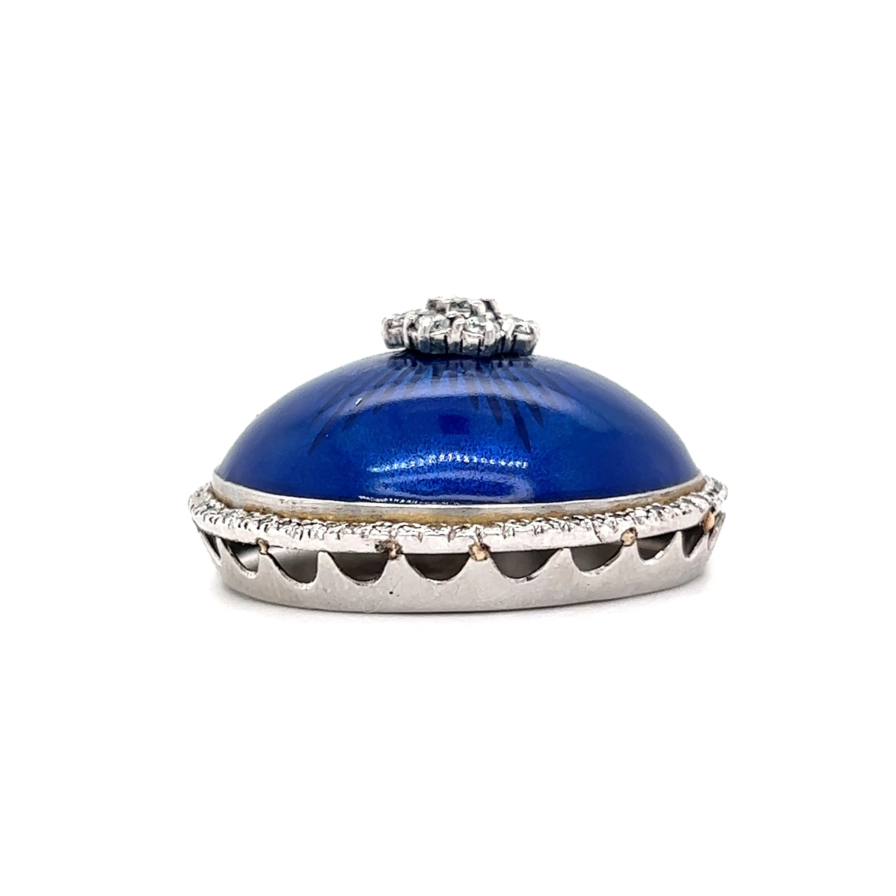 Modern Blue Enamel Diamond Pendant in 18k Gold - Image 2