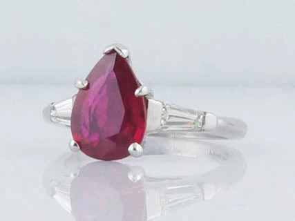 Modern Classic 2.06 Pear Shape Ruby and Diamond Ring in Platinum - Image 2