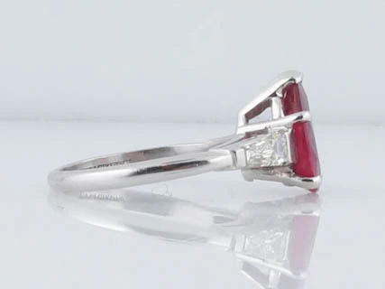 Modern Classic 2.06 Pear Shape Ruby and Diamond Ring in Platinum - Image 4