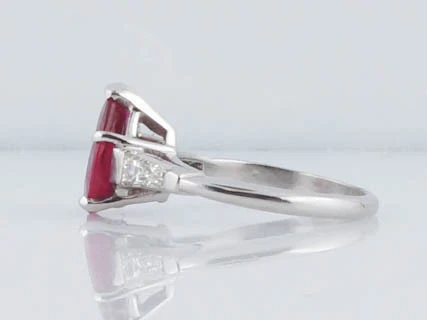 Modern Classic 2.06 Pear Shape Ruby and Diamond Ring in Platinum - Image 5