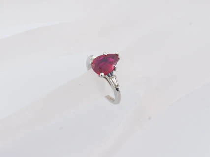 Modern Classic 2.06 Pear Shape Ruby and Diamond Ring in Platinum - Image 9