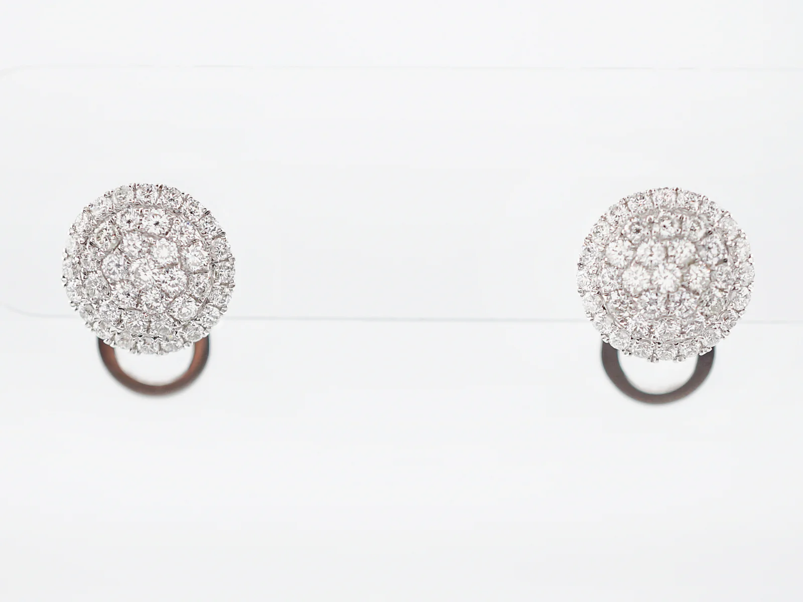 Modern Earrings 1.00 Pave Round Brilliant Cut Diamonds in 14k White Gold - Image 2