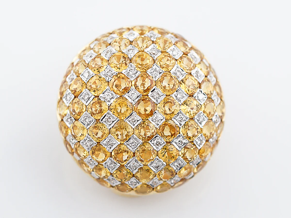 Modern Earrings 1.06 Single Cut Diamonds & Yellow Sapphire in 18K Yellow Gold - Image 7