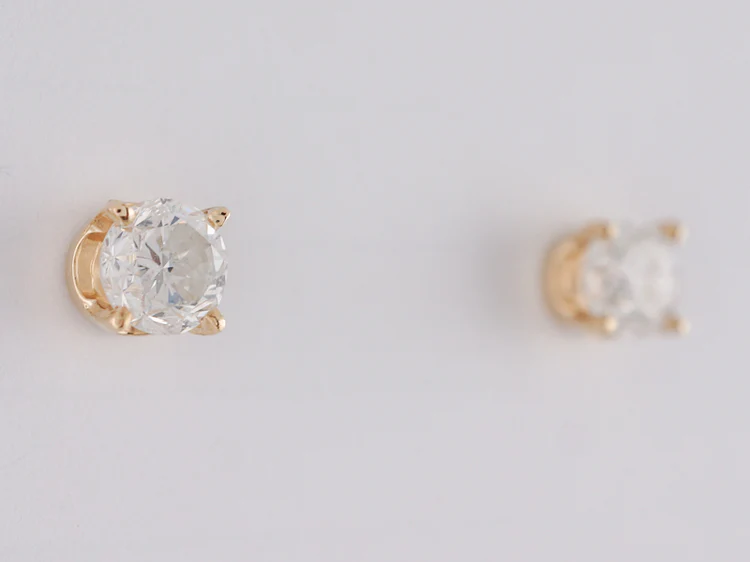 Modern Earrings 1.20 Round Brilliant Cut Diamonds in 14k Yellow Gold
