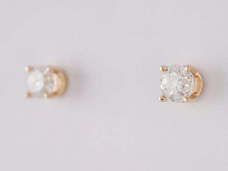 Modern Earrings 1.20 Round Brilliant Cut Diamonds in 14k Yellow Gold - Image 2