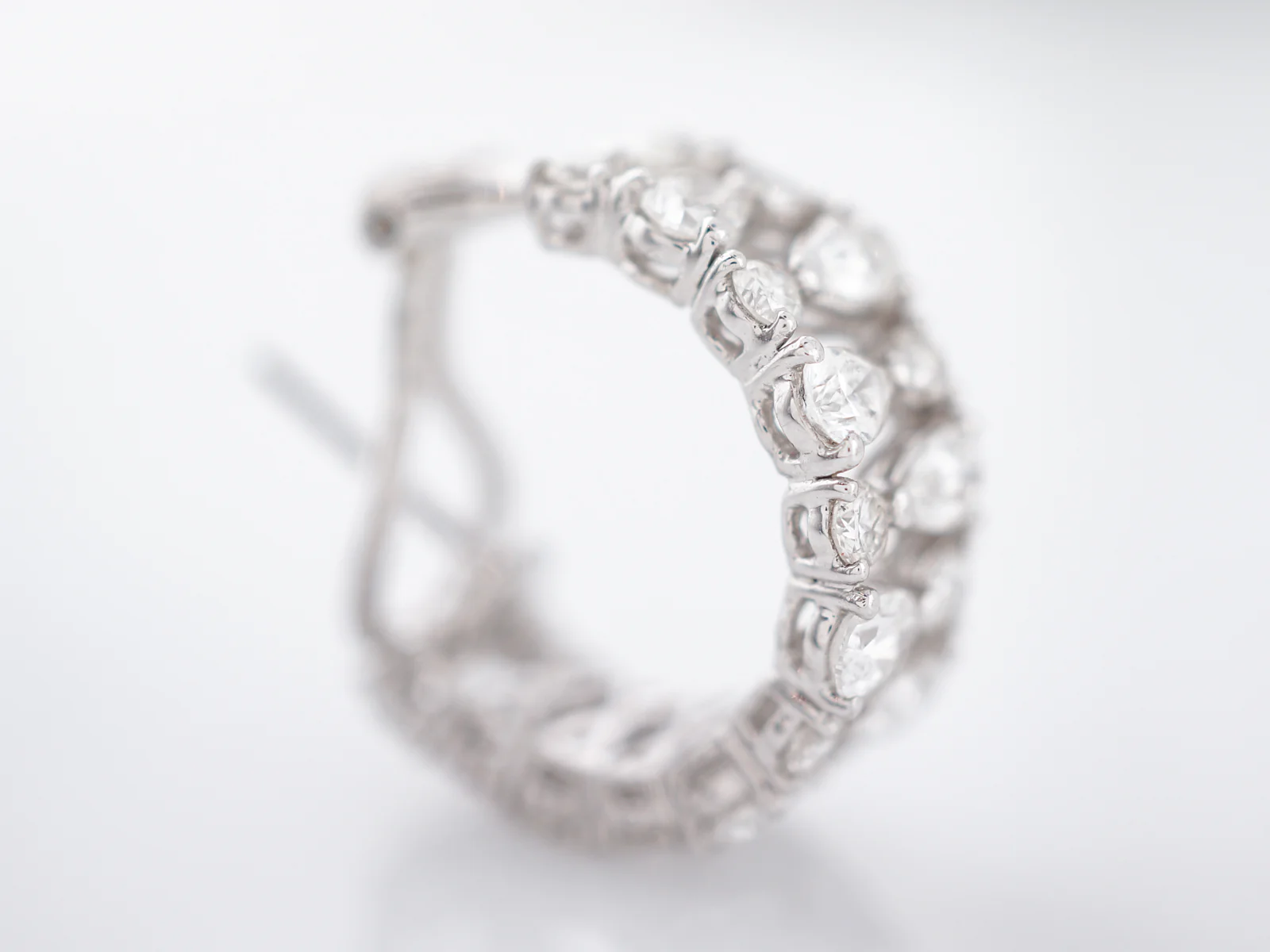 Modern Earrings 4.24 Pear & Round Brilliant Cut Diamonds in 18k White Gold - Image 9