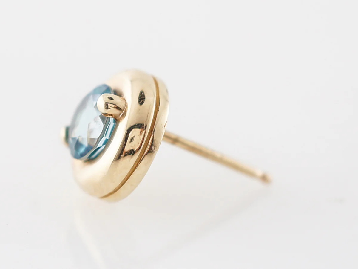 Modern Earrings .66 Round Cut Topaz in 14k Yellow Gold - Image 5