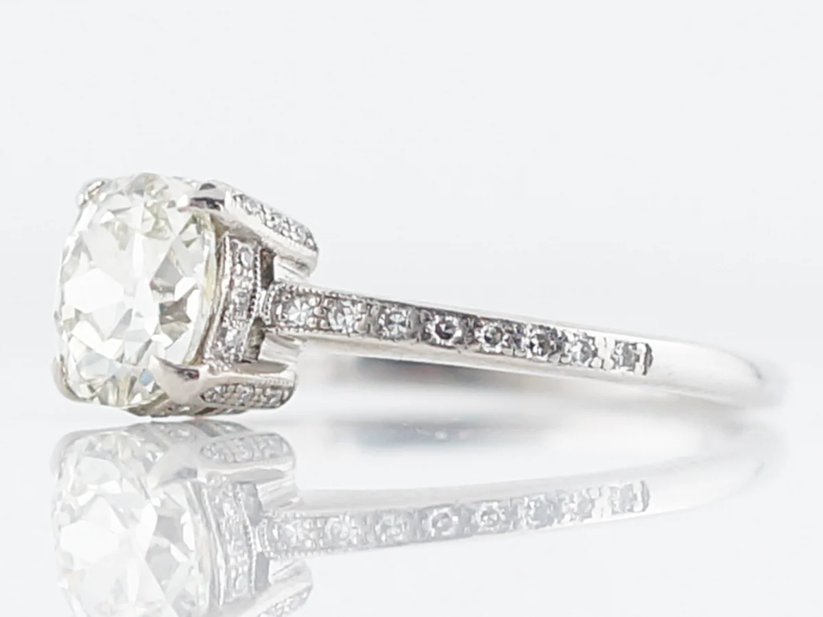 Modern Engagement Ring Art Deco Style 1.31 Old Mine Cushion Cut Diamond in Platinum - Image 2