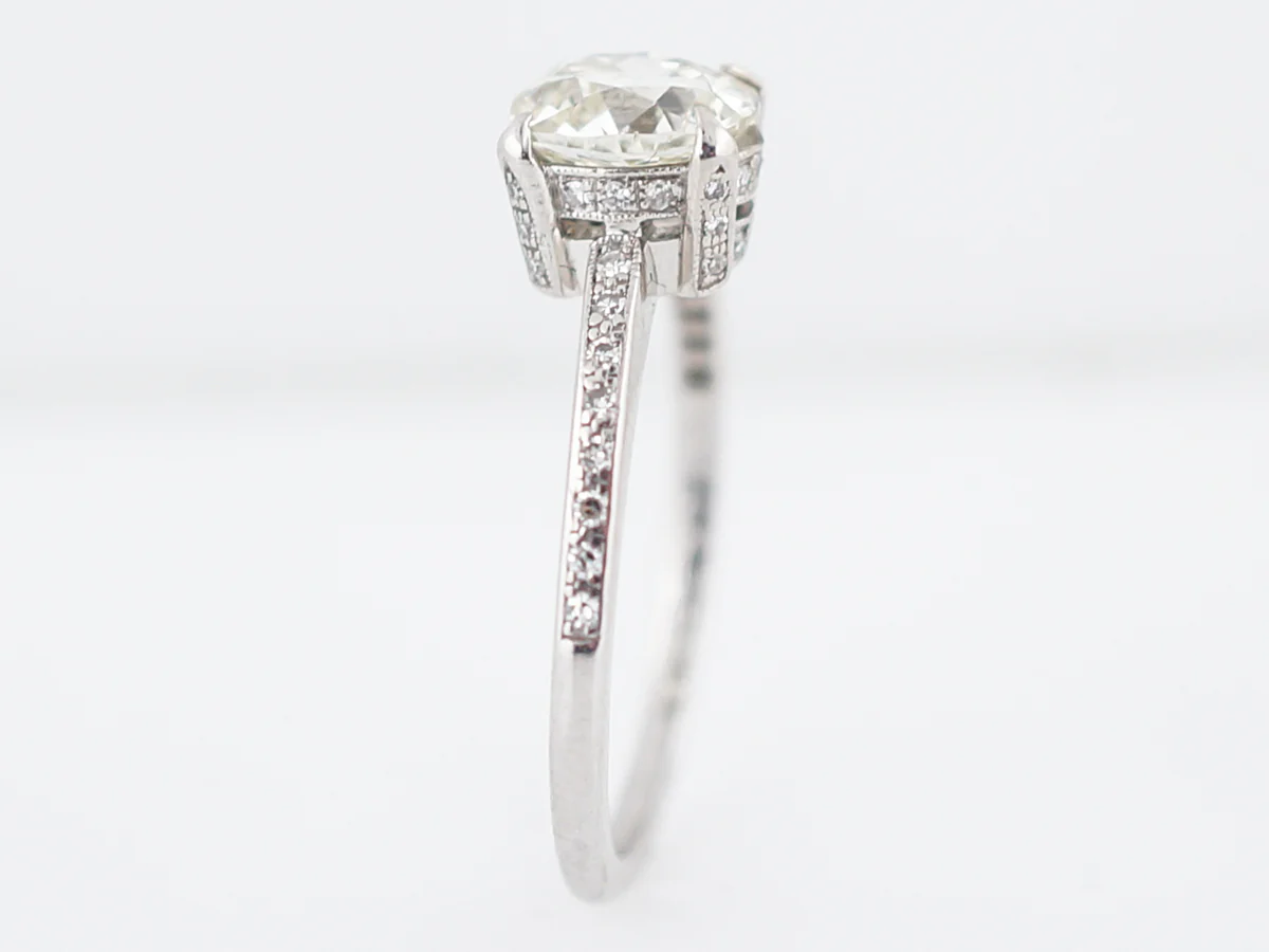 Modern Engagement Ring Art Deco Style 1.31 Old Mine Cushion Cut Diamond in Platinum - Image 4
