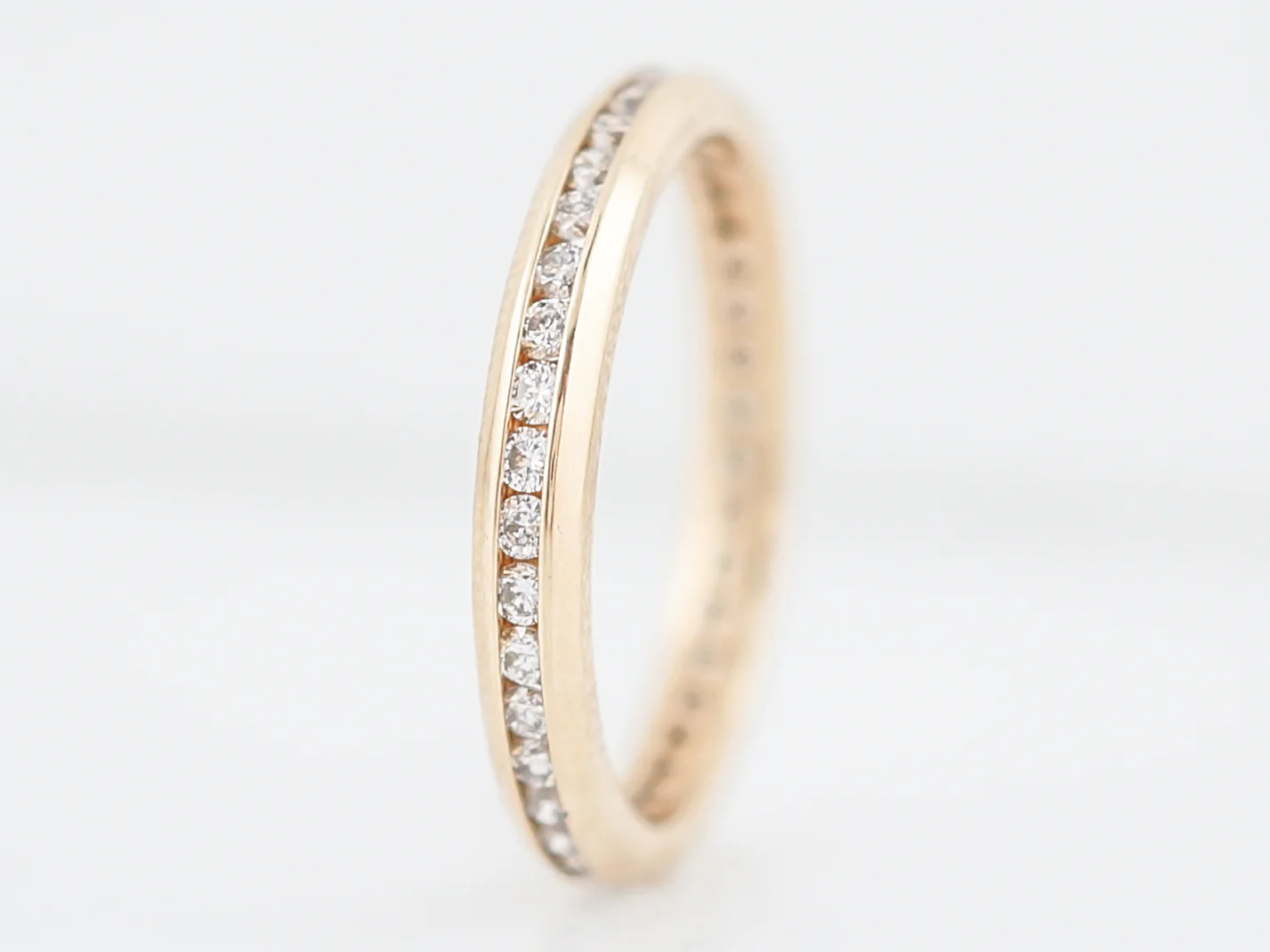 Modern Eternity Wedding Band .38 Round Brilliant Cut Diamonds in 14k Yellow Gold - Image 2