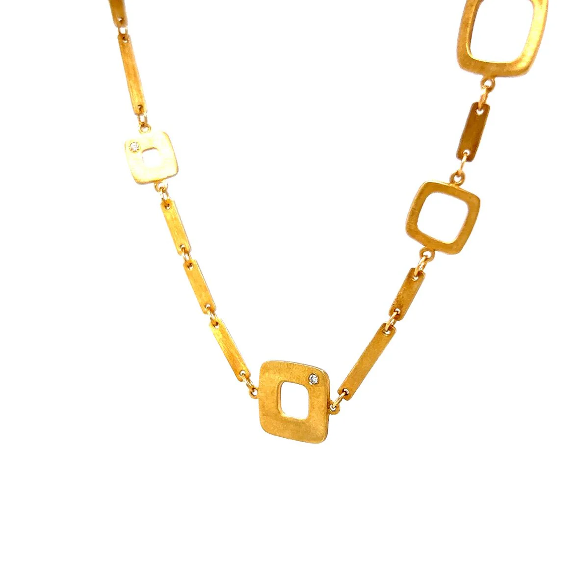 Modern Geometric Diamond Accented Necklace in 18k Yellow Gold - Image 2