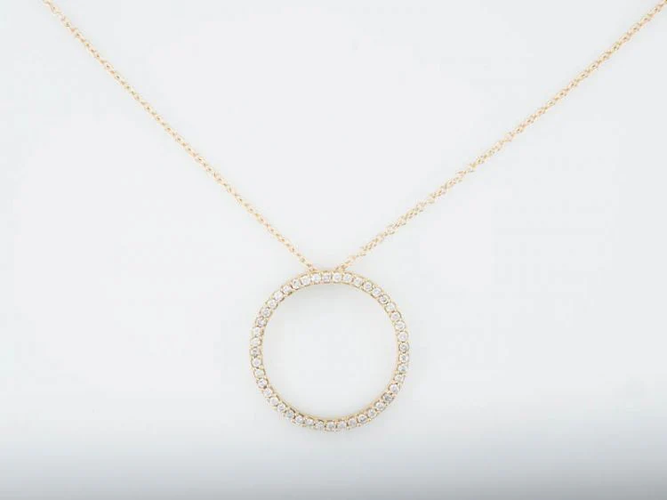 Modern Necklace 1.00 Round Brilliant Cut Diamonds in 14k Yellow Gold - Image 2