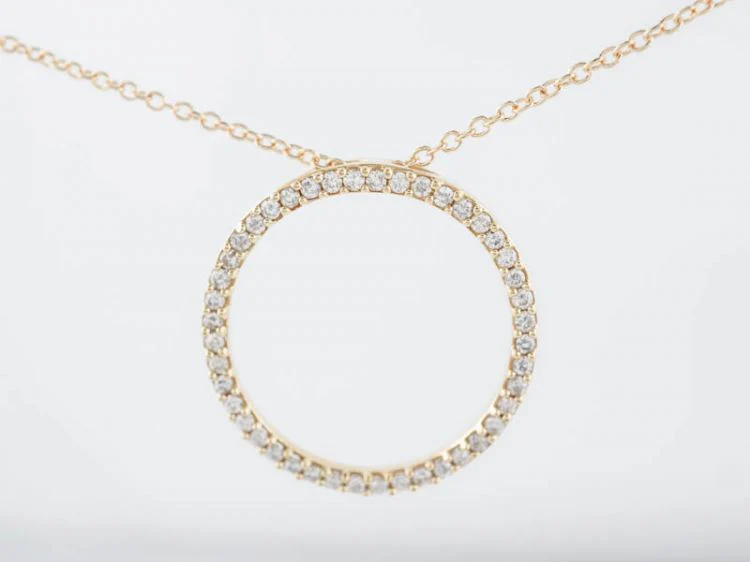 Modern Necklace 1.00 Round Brilliant Cut Diamonds in 14k Yellow Gold - Image 3