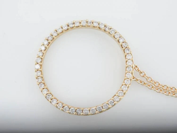 Modern Necklace 1.00 Round Brilliant Cut Diamonds in 14k Yellow Gold - Image 4