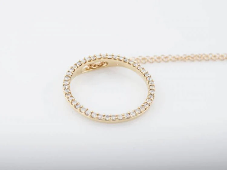 Modern Necklace 1.00 Round Brilliant Cut Diamonds in 14k Yellow Gold - Image 5