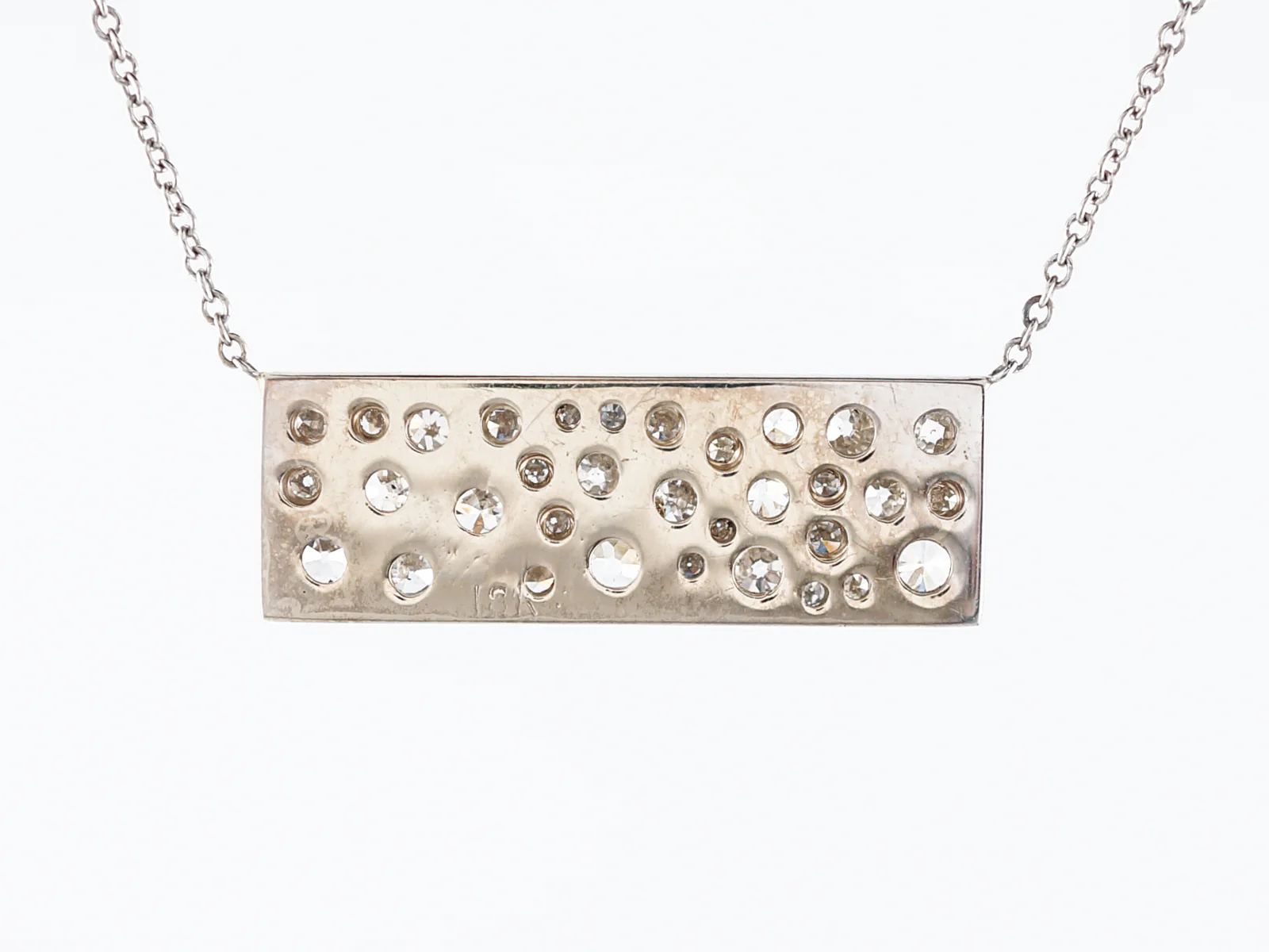 Modern Necklace 1.46 Old European, Mine & Single Cut Diamonds in 14k White Gold - Image 3