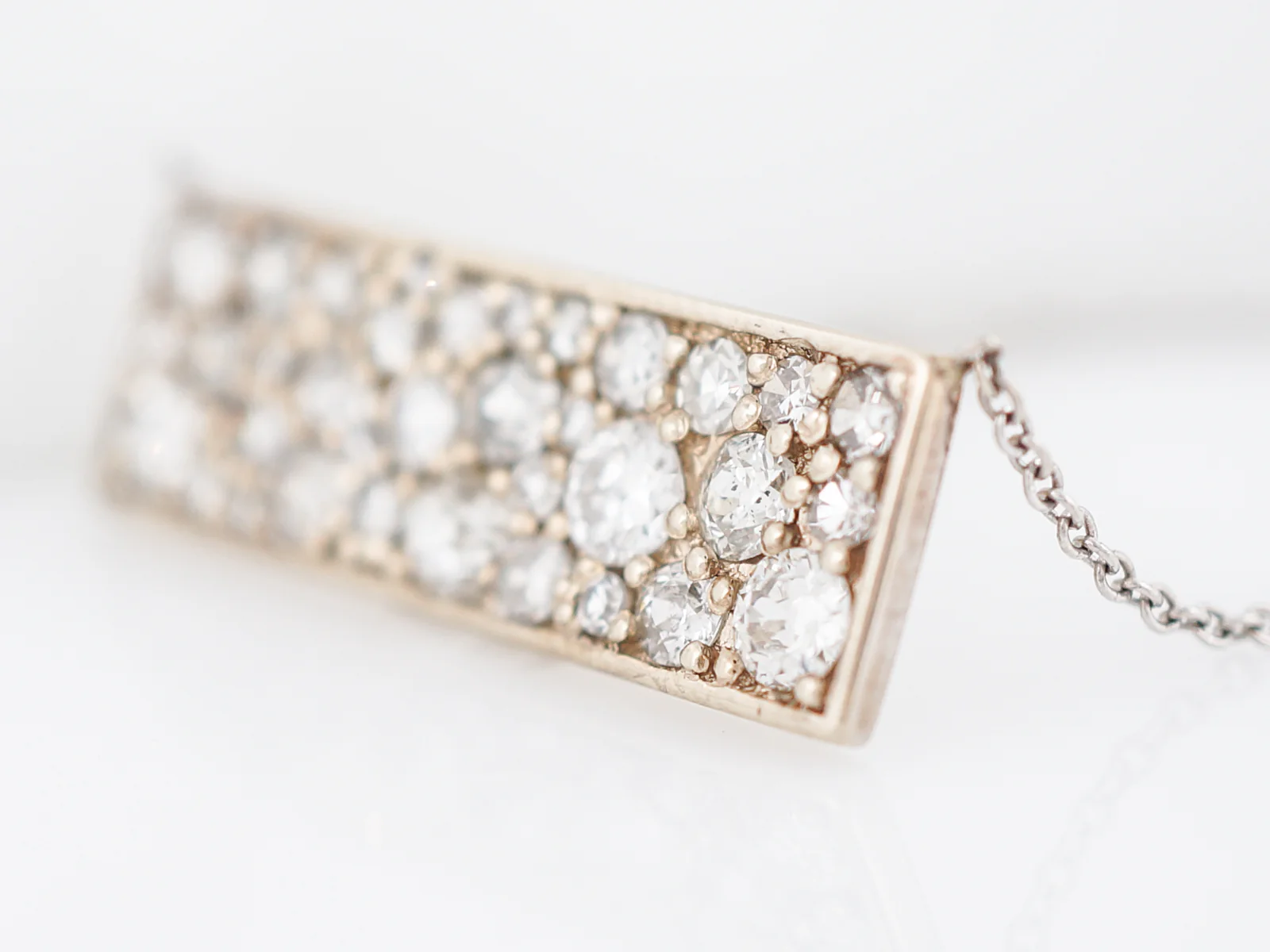 Modern Necklace 1.46 Old European, Mine & Single Cut Diamonds in 14k White Gold - Image 4