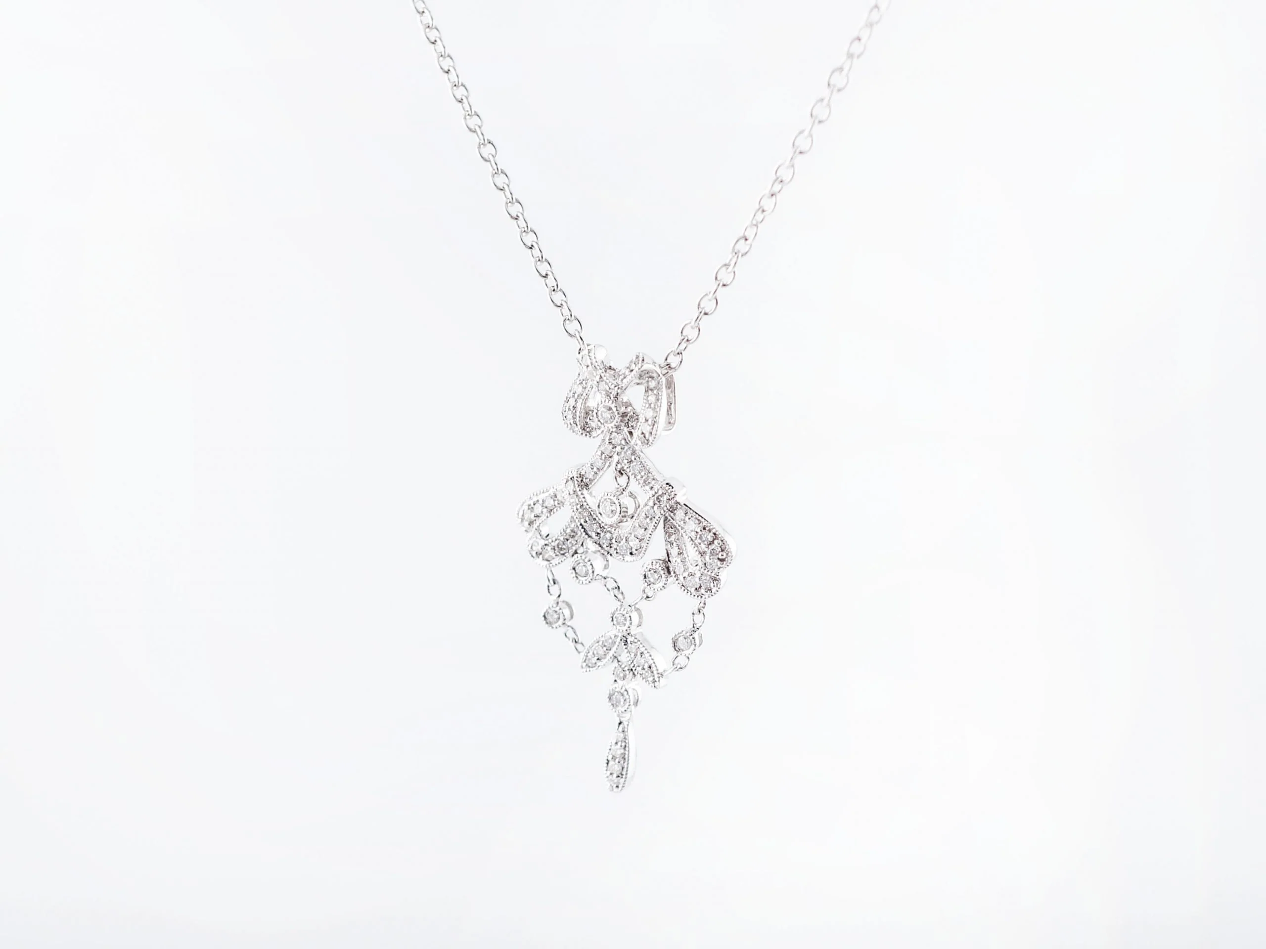 Modern Necklace .39 Round Brilliant Cut Diamonds in 14k White Gold - Image 3