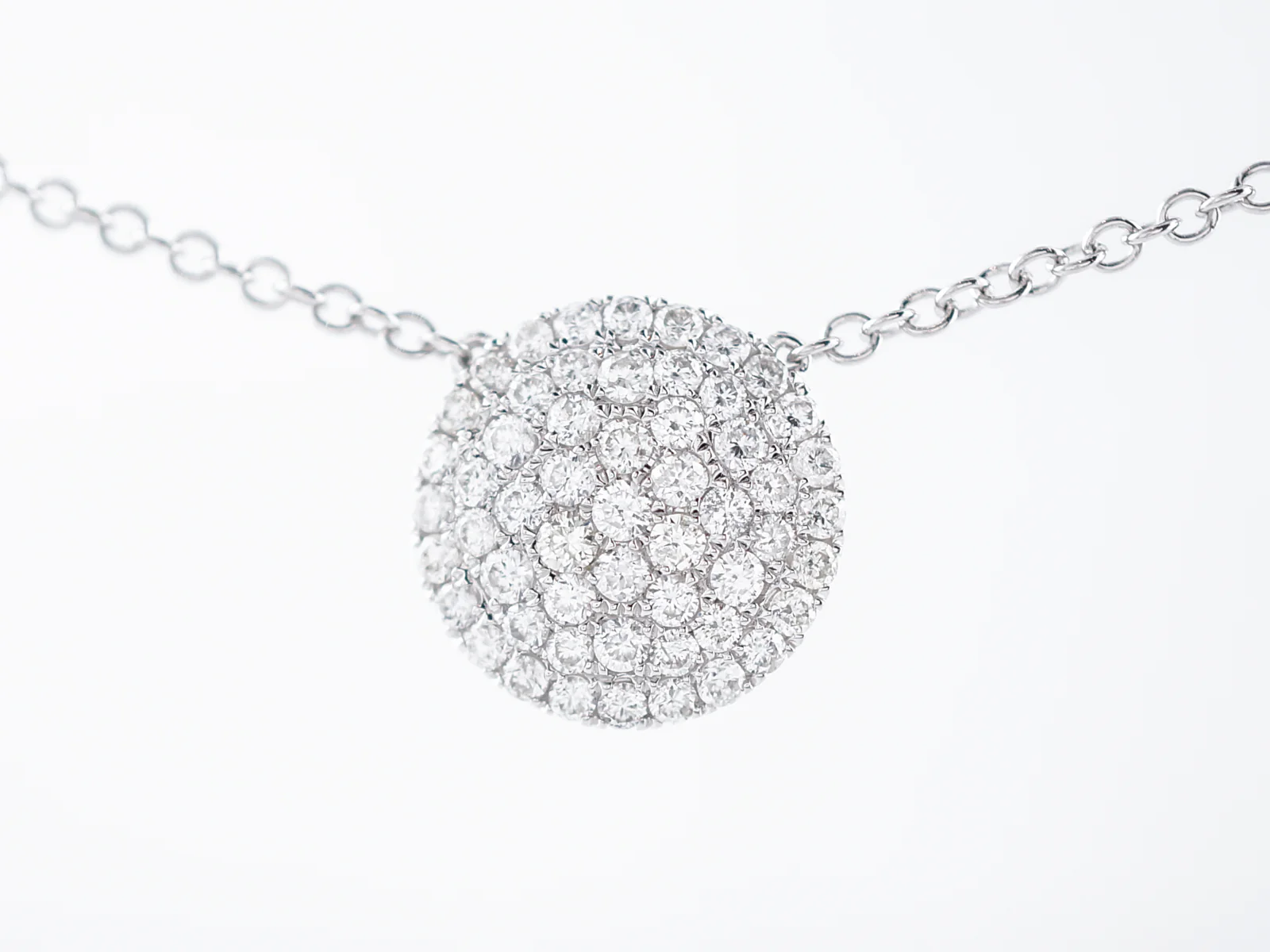 Modern Pave Disc Necklace .85 Round Brilliant Cut Diamond in 14k White Gold - Image 2