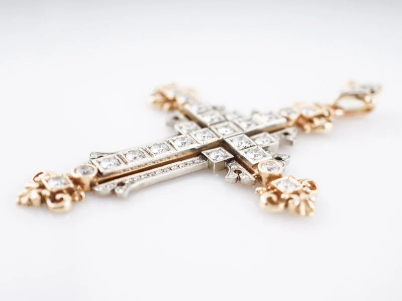 ***RTV***Modern Pendant 3.96 Round Brilliant Cut Diamonds in 14k White & Yellow Gold - Image 3