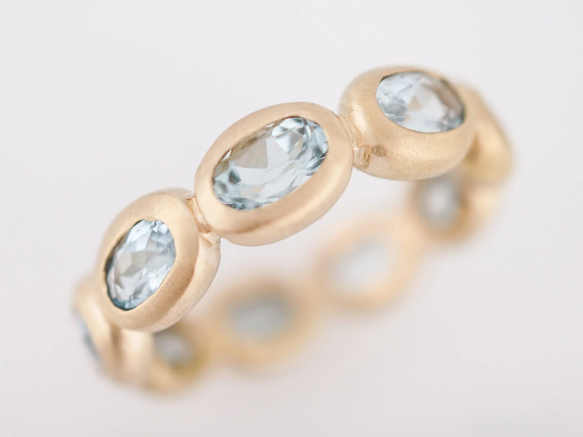 Modern Right Hand Ring 2.25 Oval Cut Aquamarine in 14K Yellow Gold - Image 2