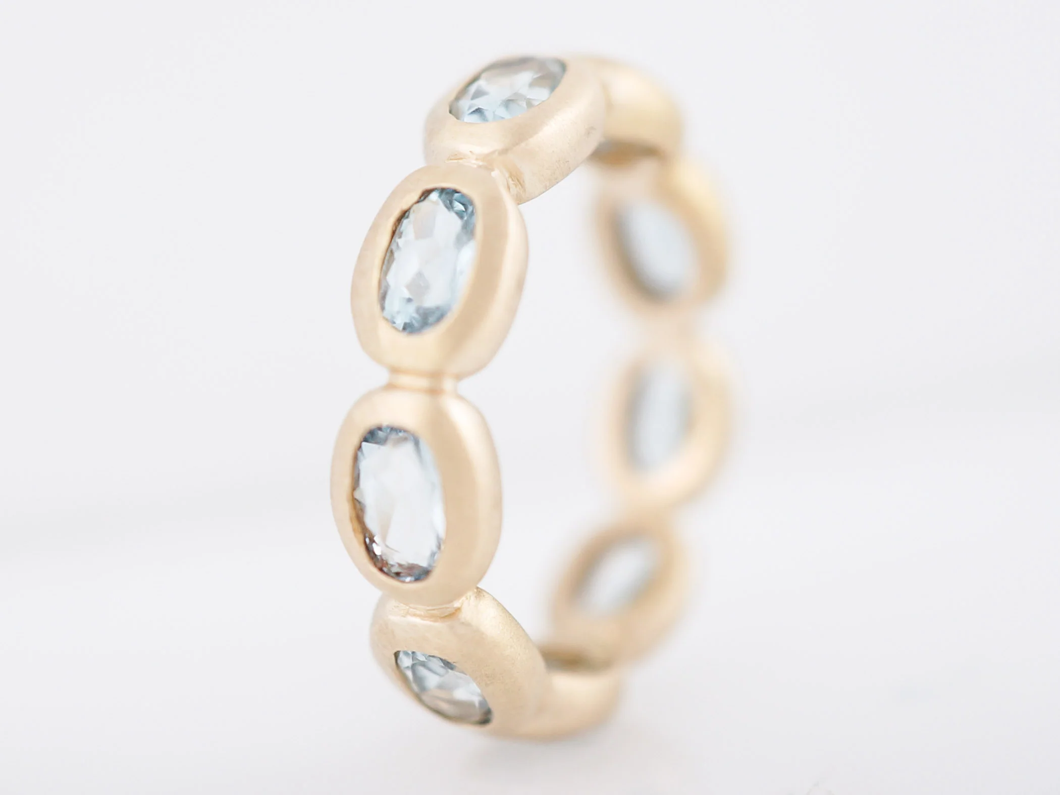 Modern Right Hand Ring 2.25 Oval Cut Aquamarine in 14K Yellow Gold - Image 3