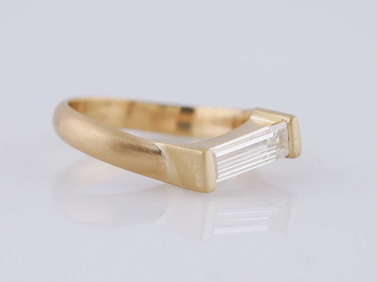 Modern Right Hand Ring .73ct Straight Cut Baguette Diamond in 18k Yellow Gold - Image 2