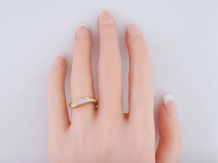 Modern Right Hand Ring .73ct Straight Cut Baguette Diamond in 18k Yellow Gold - Image 6