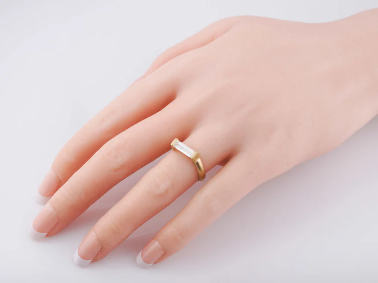 Modern Right Hand Ring .73ct Straight Cut Baguette Diamond in 18k Yellow Gold - Image 8