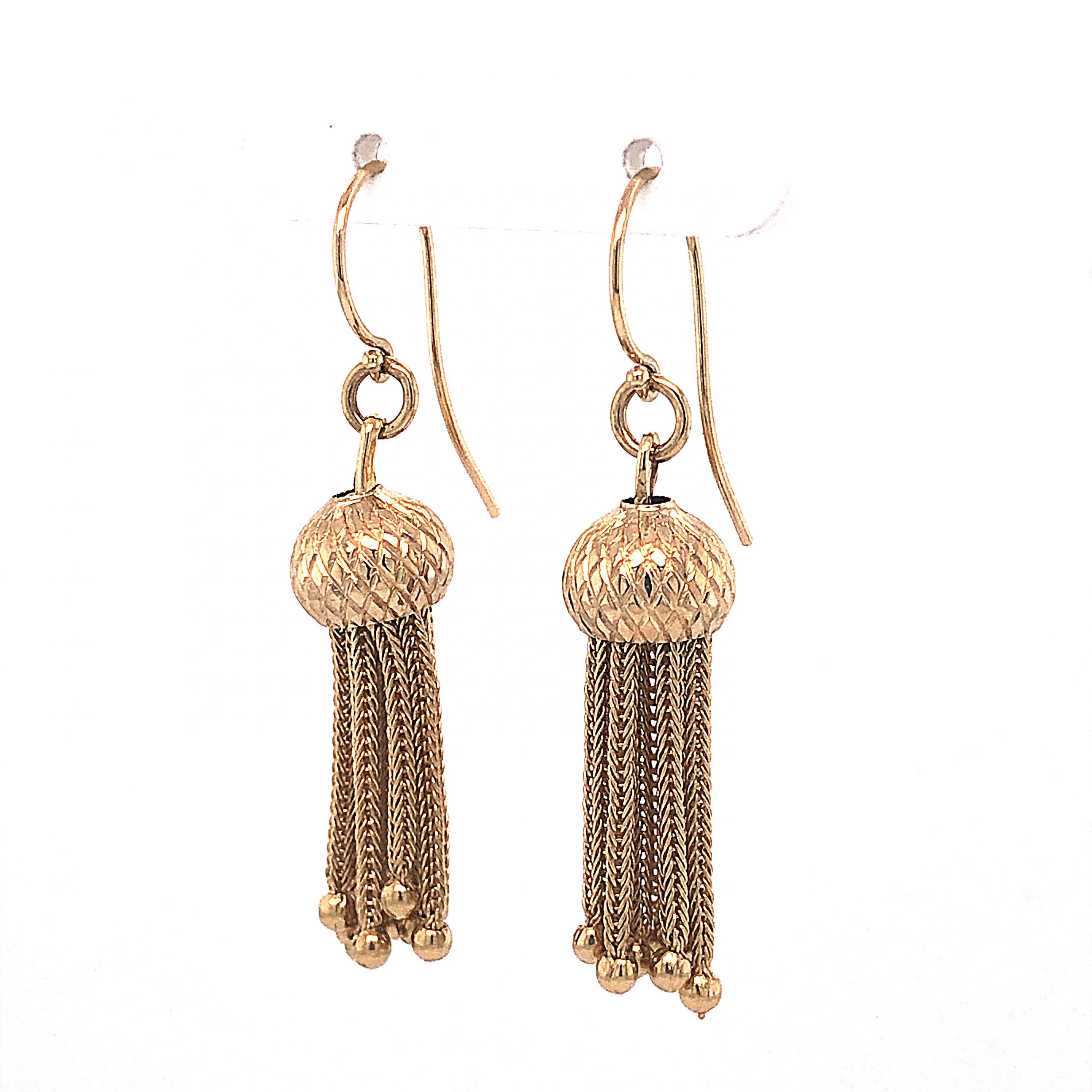 Modern Tassel Drop Earrings in 14k Yellow Gold - Image 2
