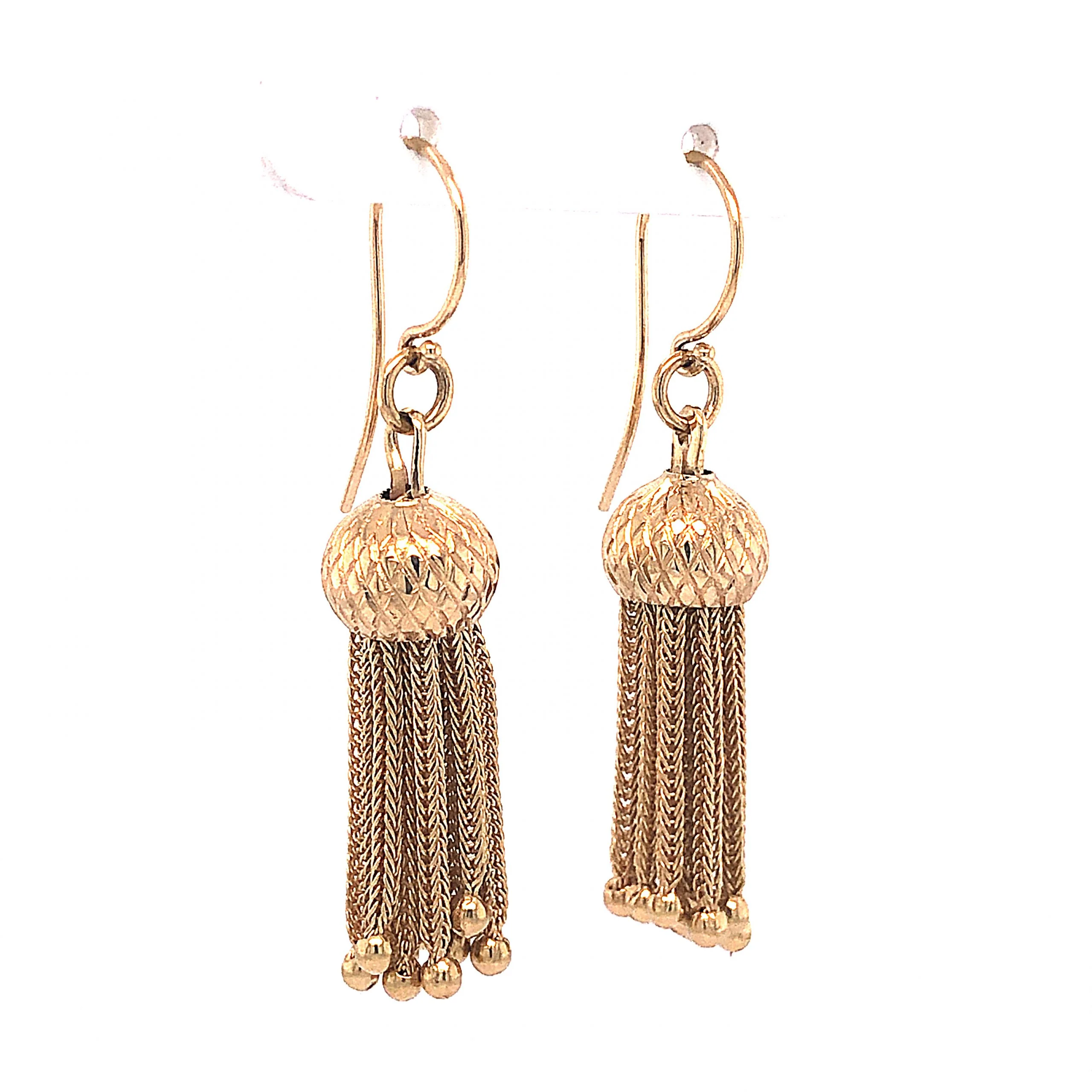 Modern Tassel Drop Earrings in 14k Yellow Gold - Image 3