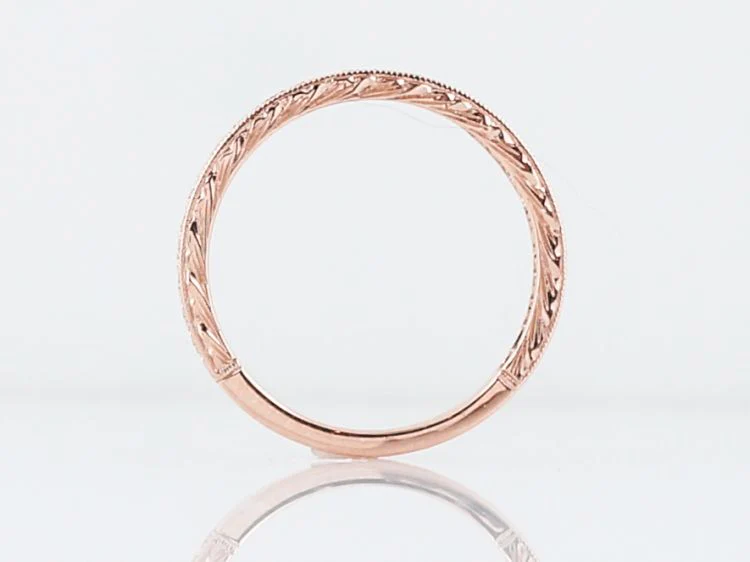 Modern Wedding Band .23 Round Brilliant Cut Diamonds in 14k Rose Gold - Image 6