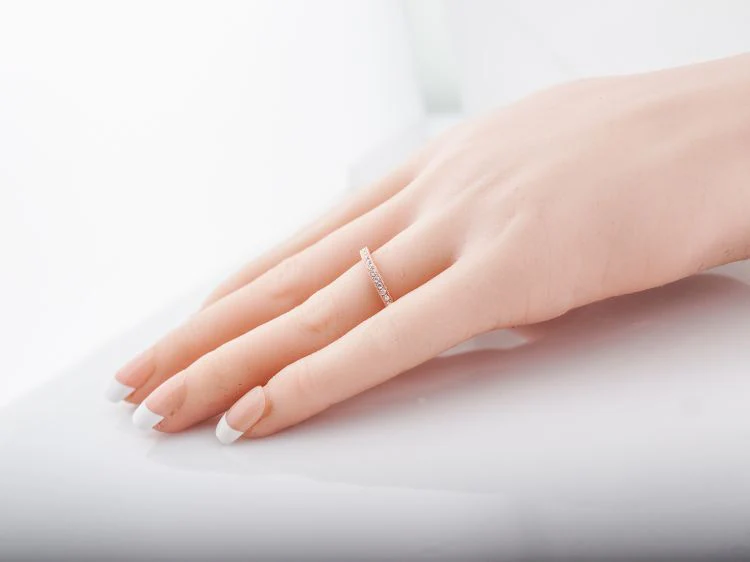 Modern Wedding Band .23 Round Brilliant Cut Diamonds in 14k Rose Gold - Image 8