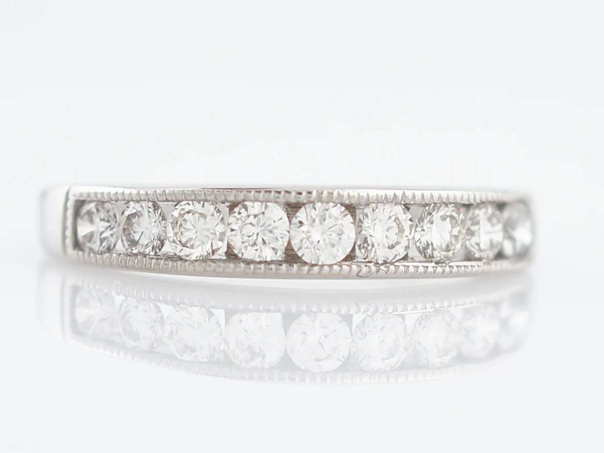 Modern Wedding Band .63 Round Brilliant Diamond in 14k White Gold