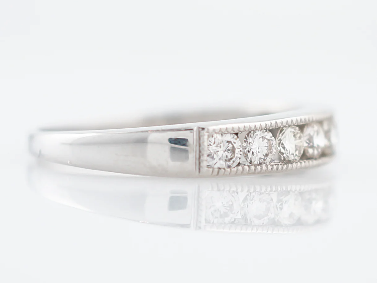 Modern Wedding Band .63 Round Brilliant Diamond in 14k White Gold - Image 3